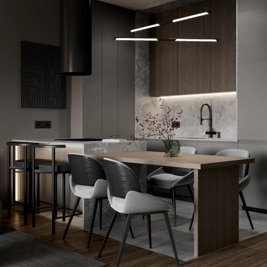 Apartment Interior 75 m² — Dark Warm Modern Gallery