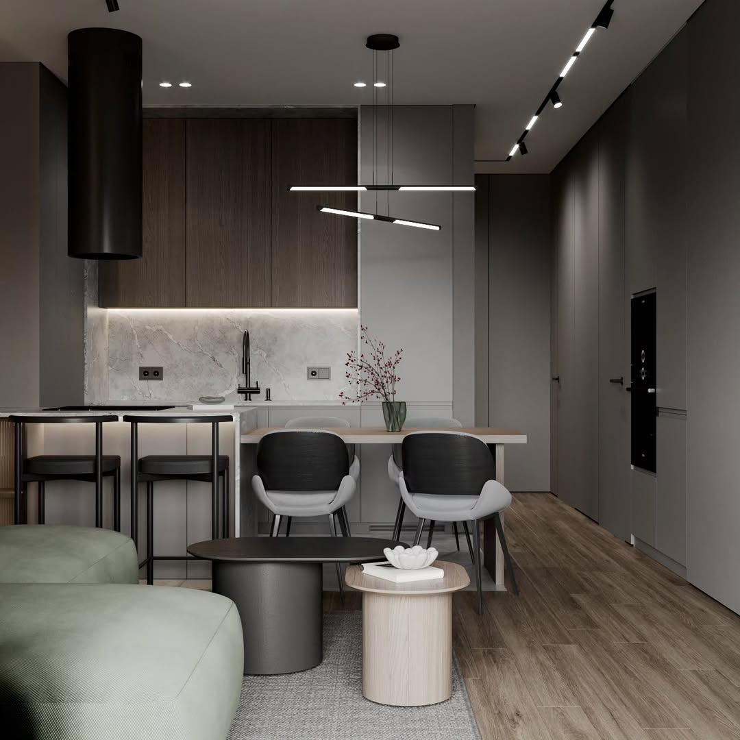 Apartment Interior 75 m² — Dark Warm Modern Gallery